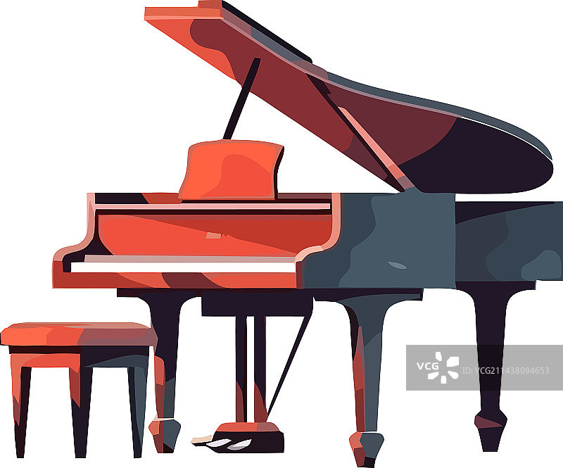 古典三角钢琴红色图标图片素材