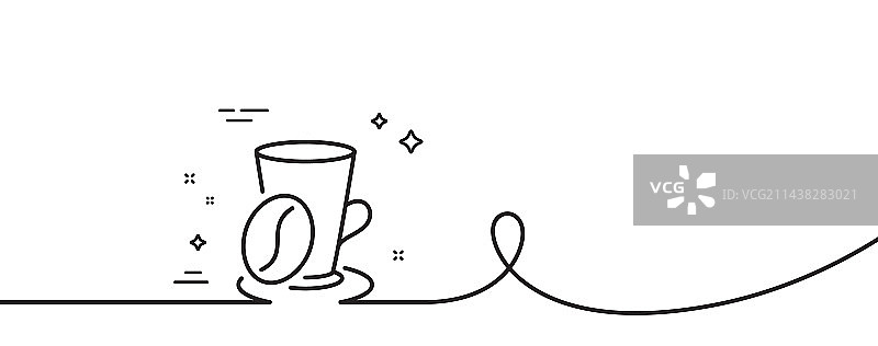 咖啡杯与豆线图标热拿铁标志图片素材
