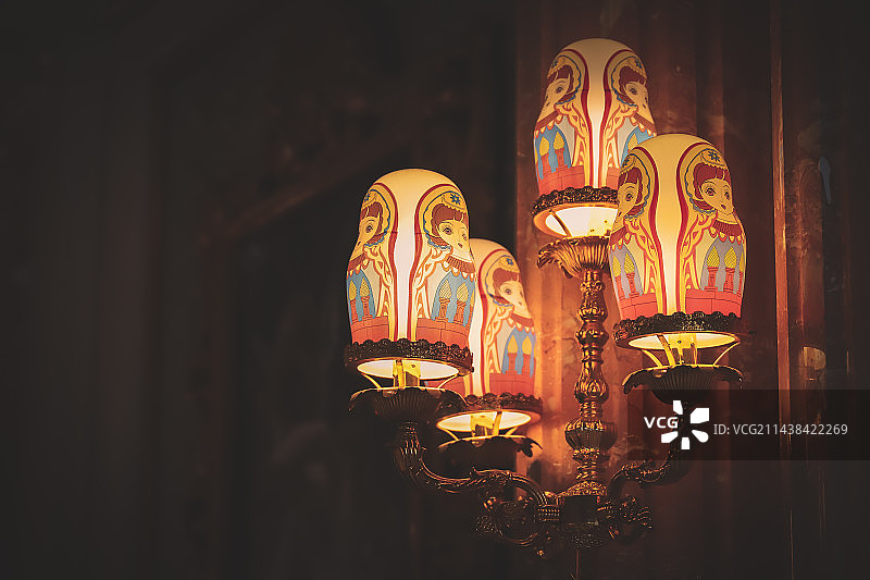 满洲里套娃酒店古典壁灯图片素材