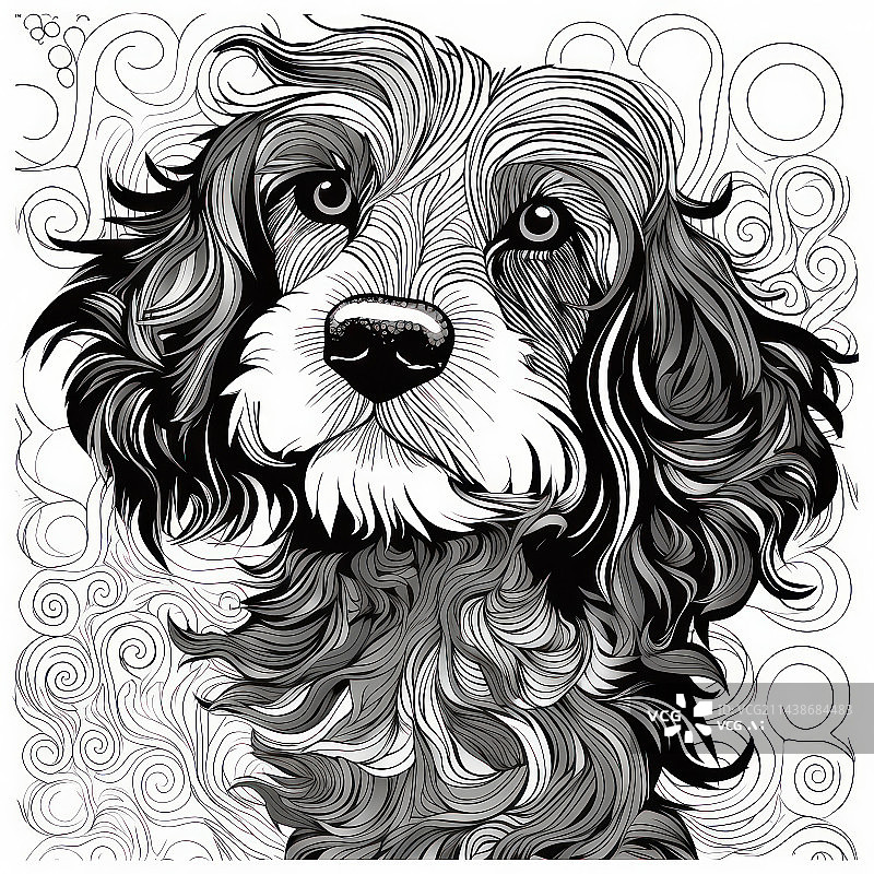 【AI数字艺术】十二生肖的铅笔素描效果-狗图片素材