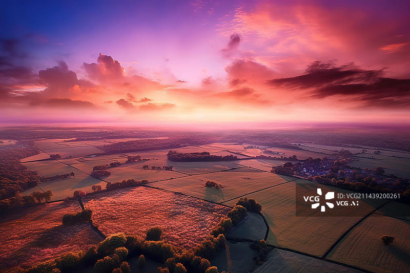 【AI数字艺术】日落时的空中风景图片素材