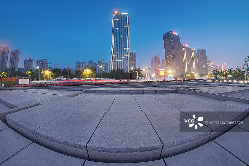 济南中央商务区夜景图片素材