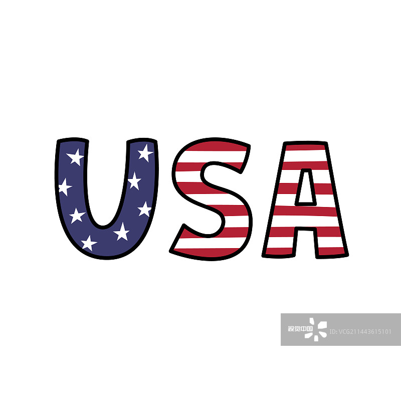 美国的单词在美国国旗风格的涂鸦图片素材