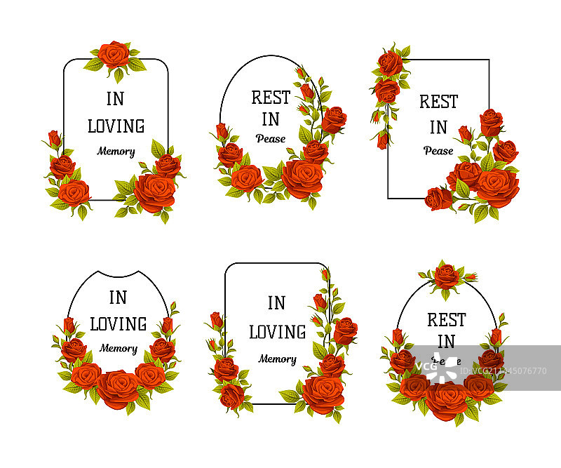葬礼的红玫瑰框架，文字引用和图片素材