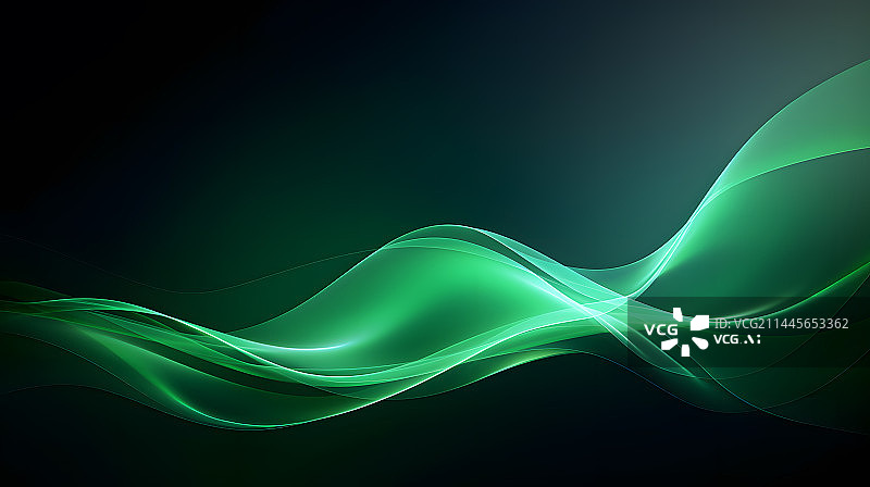 【AI数字艺术】数码科技绿色节奏波浪线抽象图形海报网页PPT背景图片素材