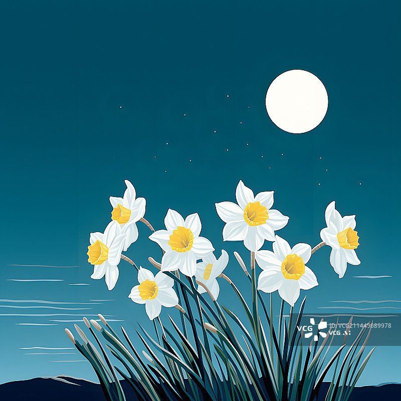 【AI数字艺术】AIGC: 白色的兰花 背景插画图片素材