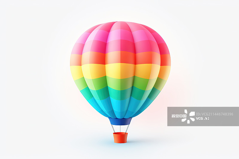 【AI数字艺术】白色背景下的热气球特写镜头图片素材