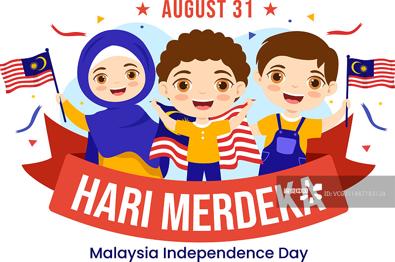 马来西亚独立日8月31日与孩子图片素材