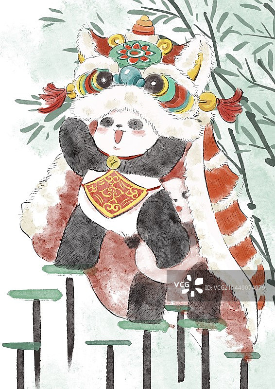 可爱熊猫新年年俗红包插画图片素材