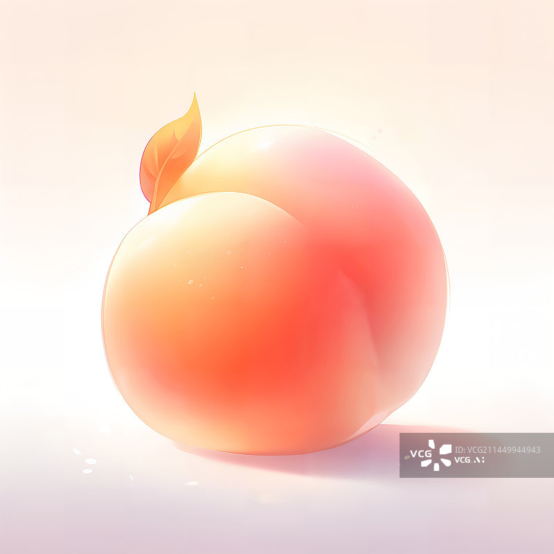 【AI数字艺术】桃子水蜜桃叶子水果插画图片素材