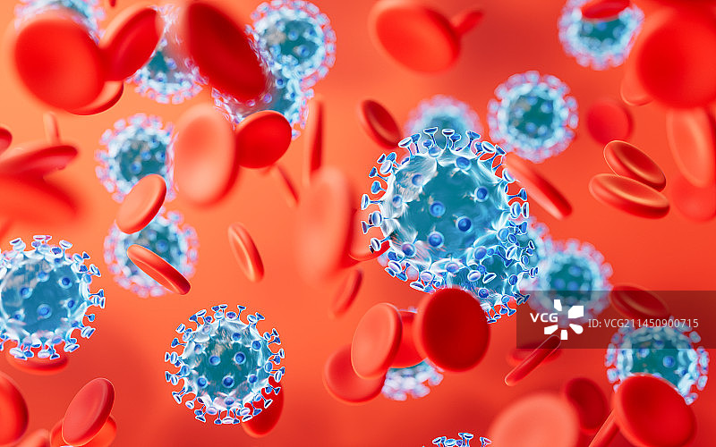 血液中的病毒3D渲染图片素材
