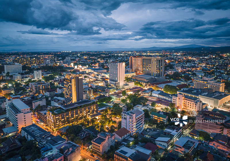 航拍泰国清迈新城城市建筑高楼天际线风光图片素材