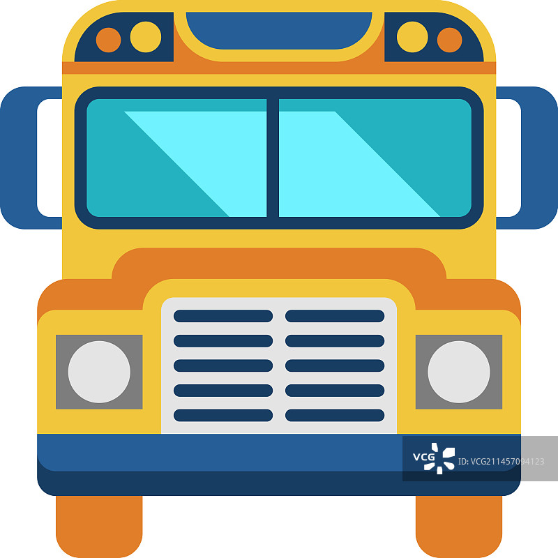 黄色巴士前视图学校儿童运输图片素材