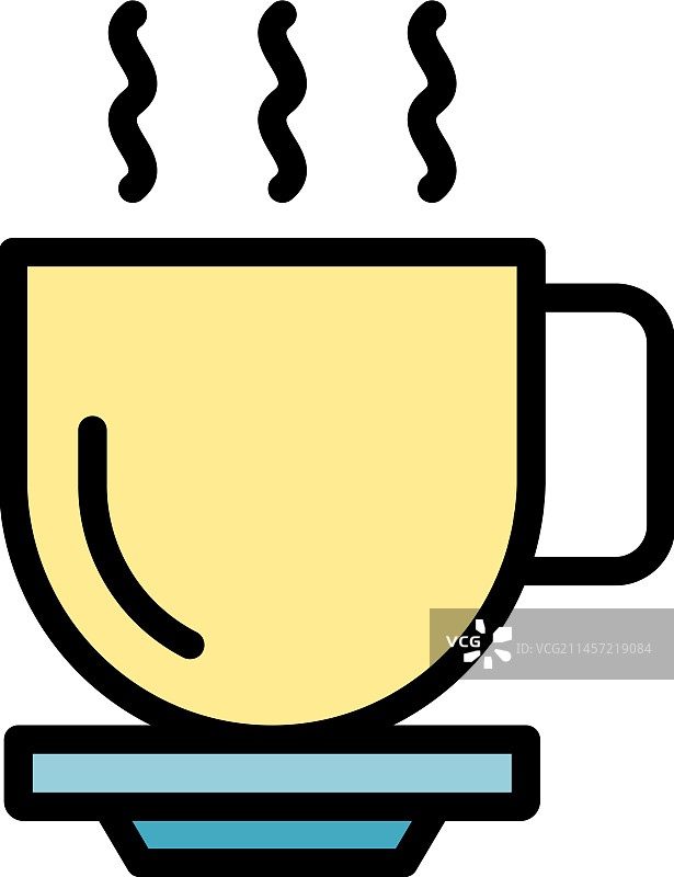 热咖啡杯图标扁平图片素材