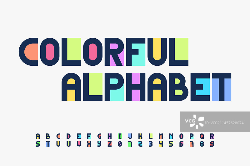现代平面设计彩色字母与数字图片素材