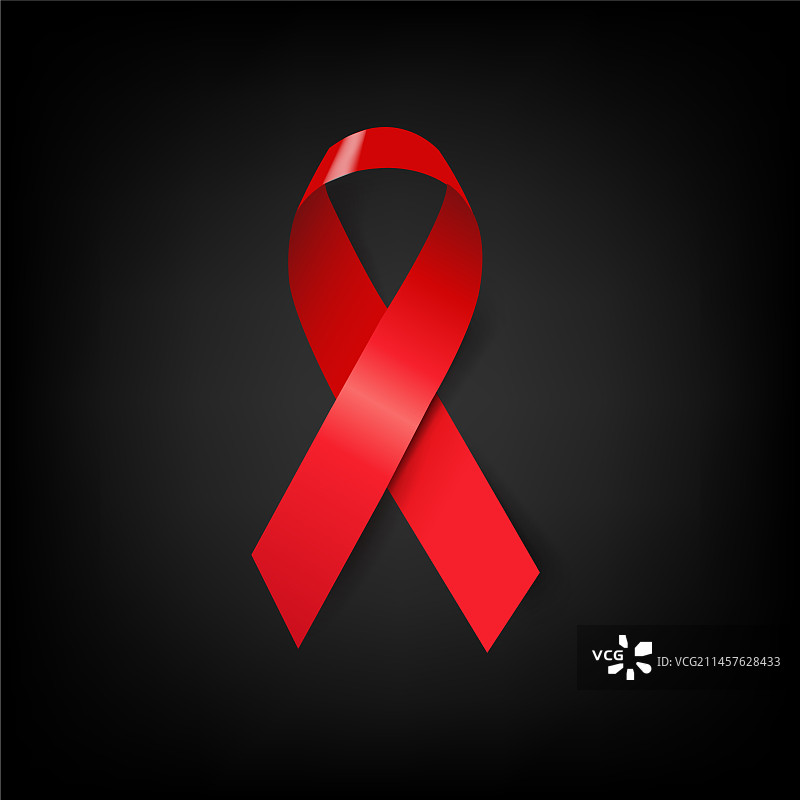 艾滋病日标志红丝带黑色海报图片素材