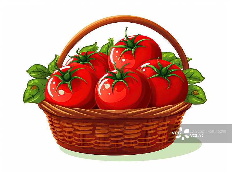 【AI数字艺术】手绘蔬菜西红柿图片素材