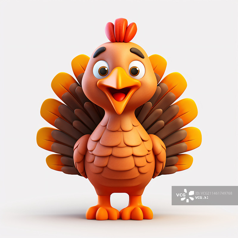 【AI数字艺术】感恩节感念插图，火鸡3D素材图片素材