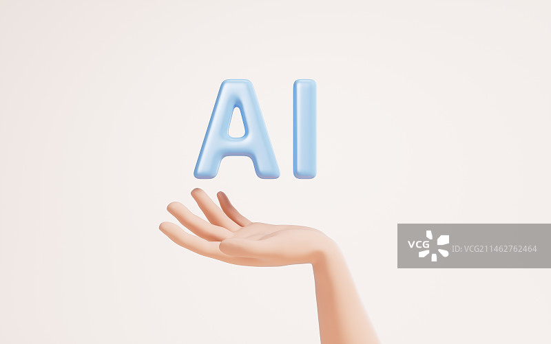 手部托着的AI字母3D渲染图片素材