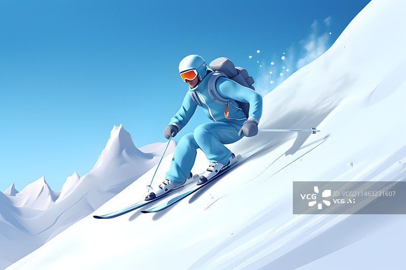 【AI数字艺术】三维滑雪的人图片素材