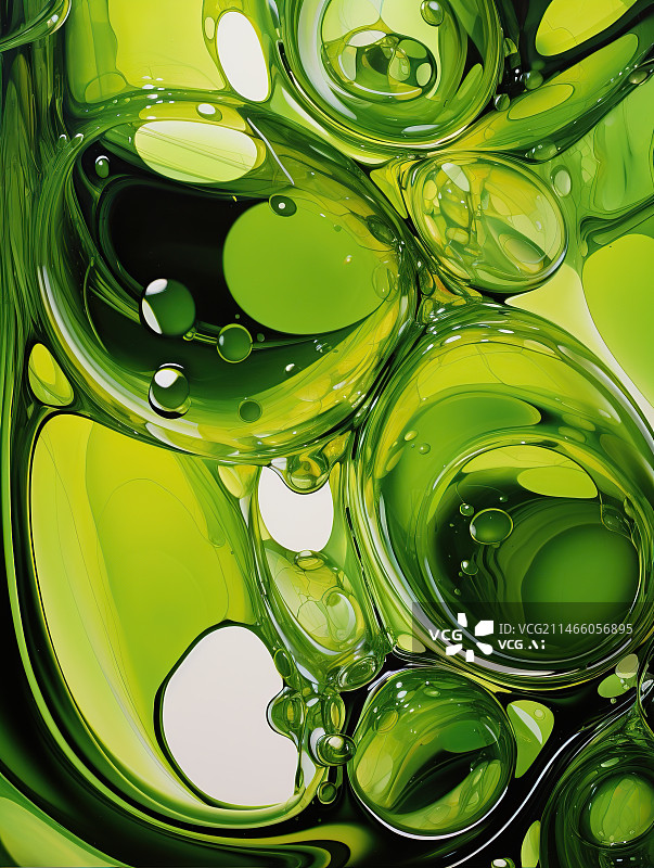 【AI数字艺术】绿色精华液态泡泡背景图片素材