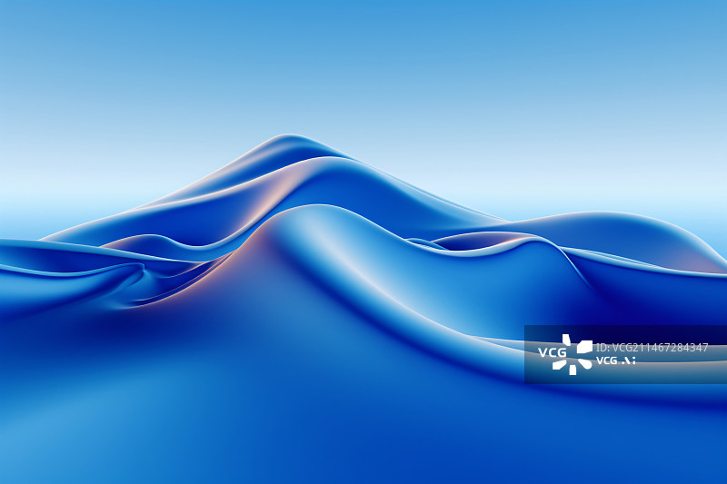 【AI数字艺术】抽象的蓝色流体形状组成背景图片素材