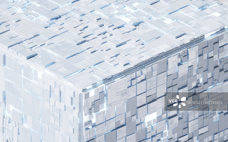 白色方块几何体科技感背景3D渲染图片素材