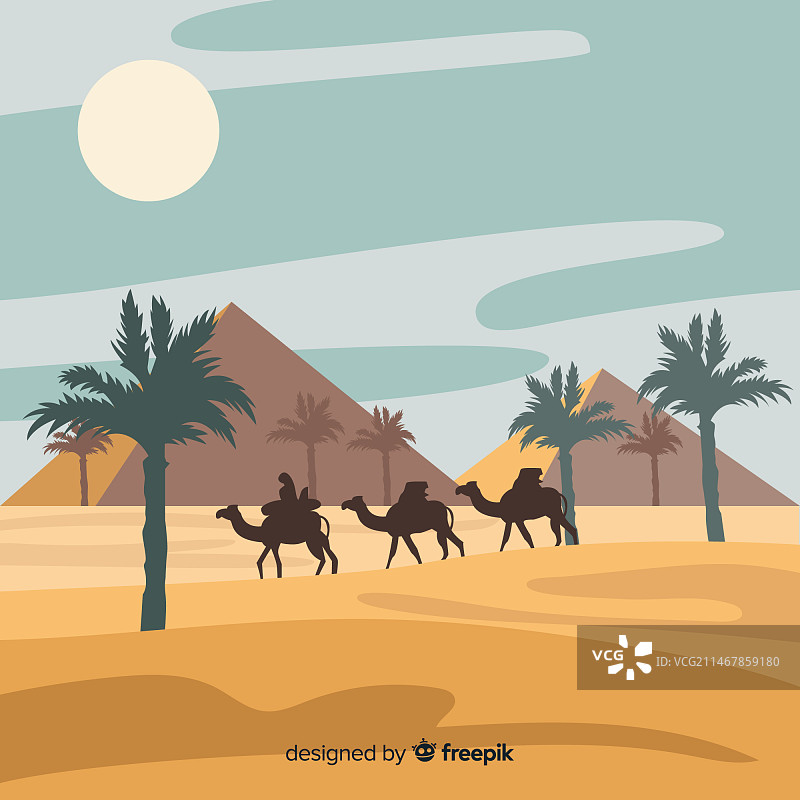 埃及沙漠景观背景平面设计图片素材