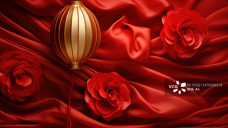 【AI数字艺术】红色中国灯笼-中国新年节日设计图片素材