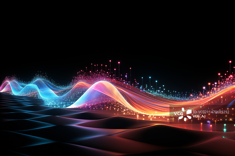 【AI数字艺术】彩色抽象波浪背景图图片素材