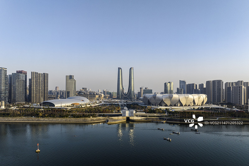 杭州奥体中心CBD建筑风光图片素材