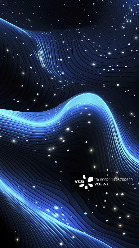 【AI数字艺术】宇宙波形蓝色科技粒子抽象背景图片素材