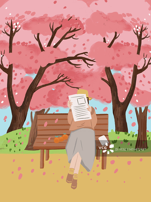 樱花树下图片素材