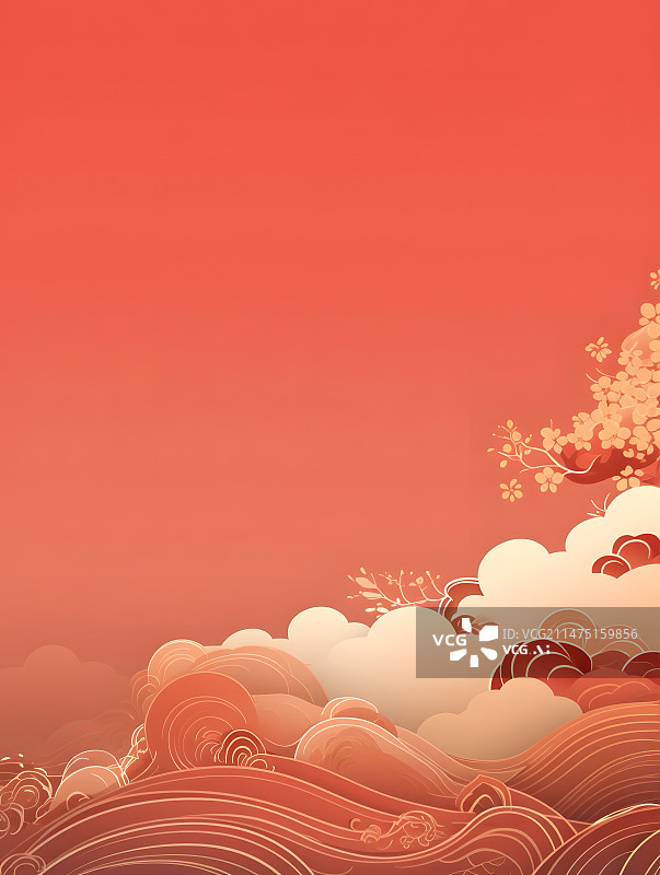 【AI数字艺术】中国风红色春节背景图片素材