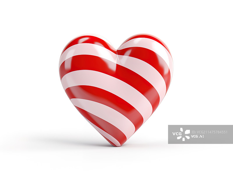 【AI数字艺术】红白条糖果色的心型插图图片素材