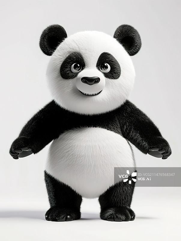 【AI数字艺术】白色背景毛绒玩具风格大熊猫图片素材