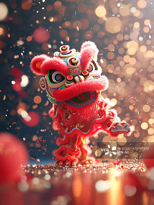 【AI数字艺术】中国节日舞狮子图片素材