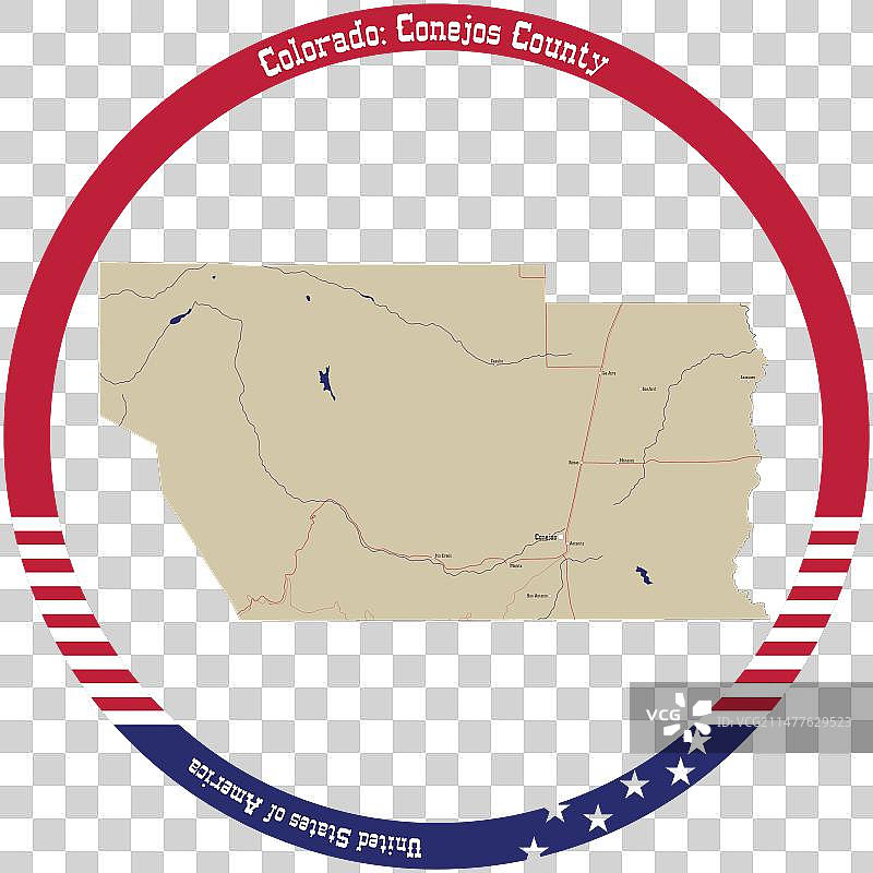 美国科罗拉多州科内霍斯县地图图片素材