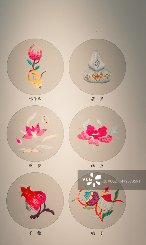 中国古代服装装饰图案，植物类纹样，刺绣图片素材
