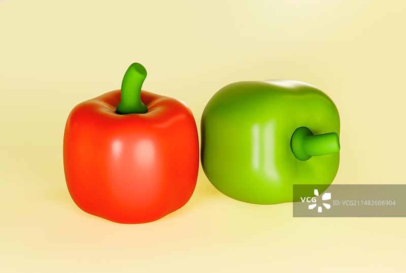 3D新鲜瓜果蔬菜厨房厨艺食材元素辣椒彩椒菜椒图片素材