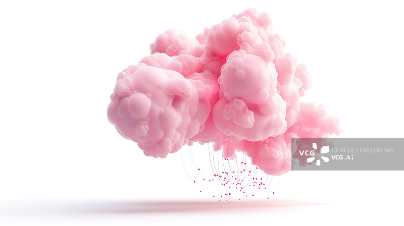 【AI数字艺术】3D渲染粉色的云朵插图图片素材