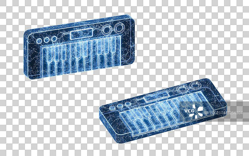 蓝色科技结构电子琴3D渲染图片素材