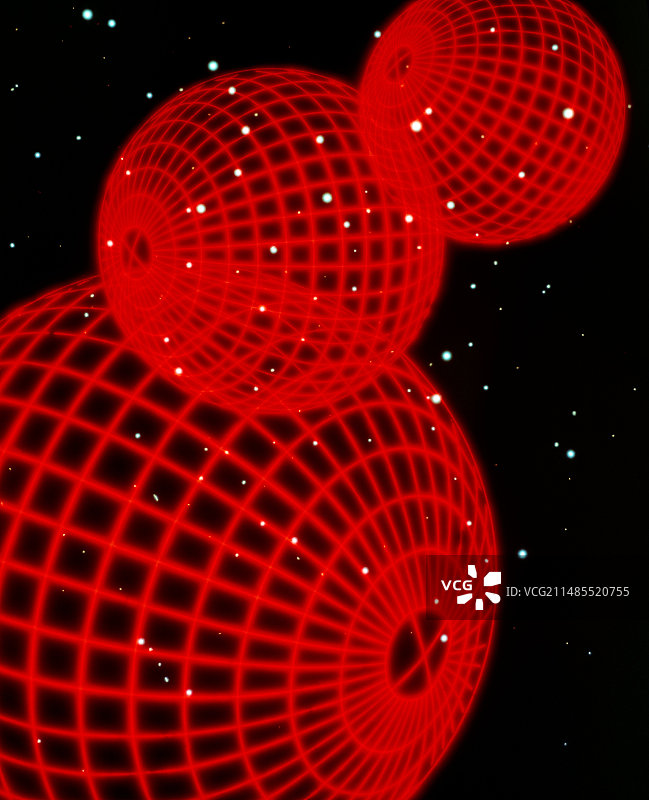 三个红色的拉丝球体图片素材