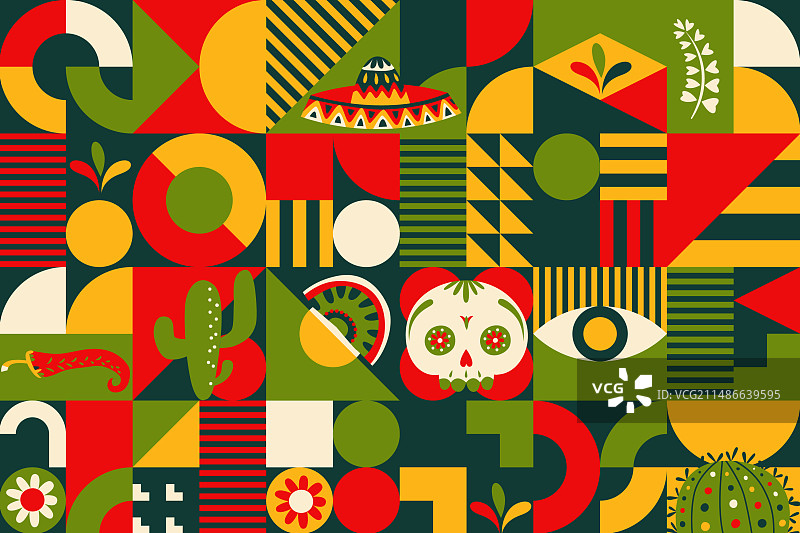 墨西哥抽象海报与几何形状图片素材