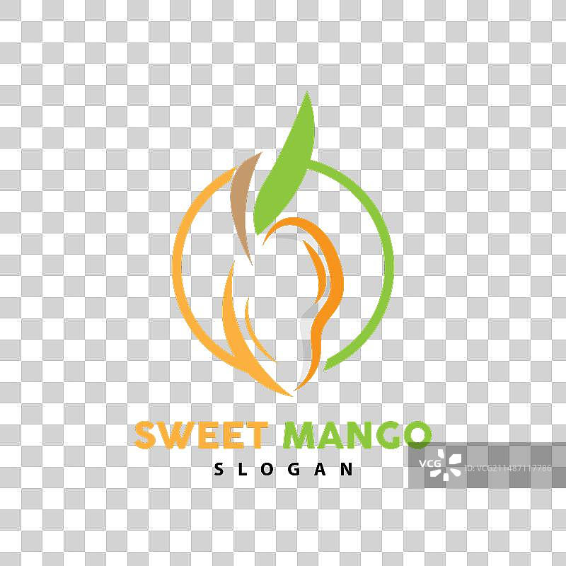芒果标志新鲜水果抽象线条风格图片素材