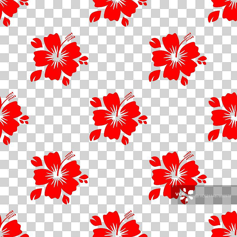 无缝图案与红色花朵图片素材