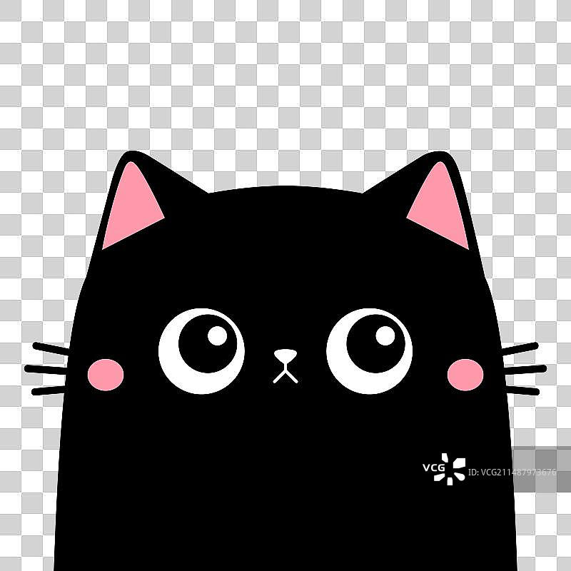可爱的猫悲伤的黑色小猫头脸粉红色的耳朵图片素材