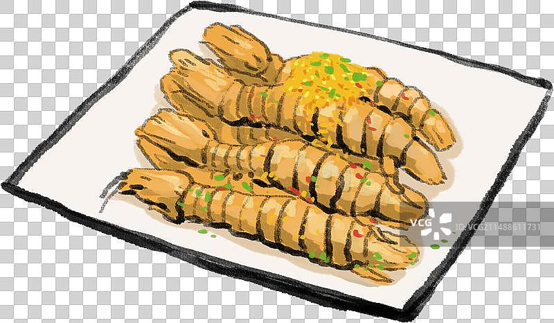 海南三亚美食抱皮皮虾插画图片素材