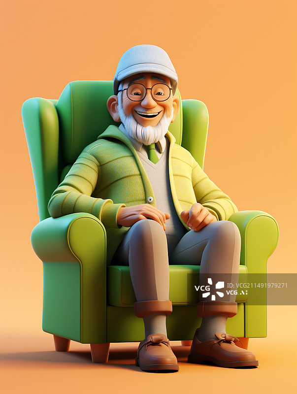 【AI数字艺术】坐在沙发上的老年人图片素材