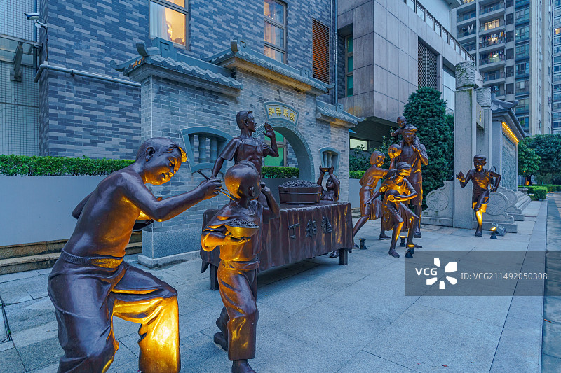 广州天河区猎德村猎德城市公园广场人物雕塑图片素材